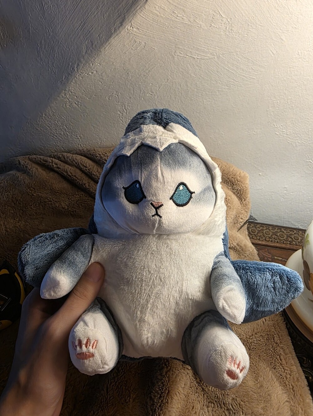 Mofusand Shark Plush 11" Blue White Stuffed Cat Plush Toy Kawaii